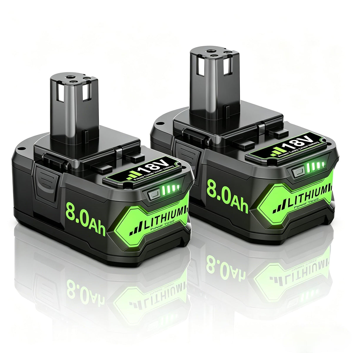 JUNWOOD 8000mAh P108 battery pack for Ryobi 18V ONE+ tools with extended runtime