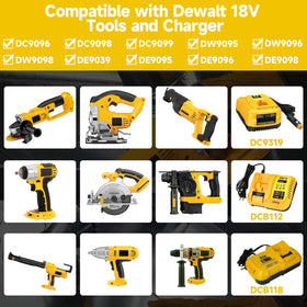 JUNWOOD 8.0Ah Dewalt 18V battery LED indicator displays charge level.