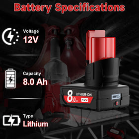 JUNWOOD 8.0Ah battery compatible with Milwaukee 48-11-2401 model.