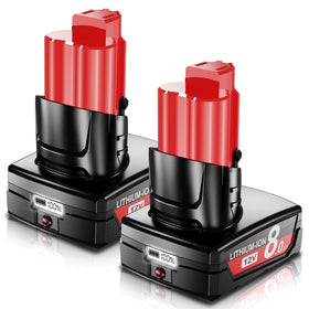 JUNWOOD 8.0Ah Milwaukee M12 battery LCD display readout for quick level checks.