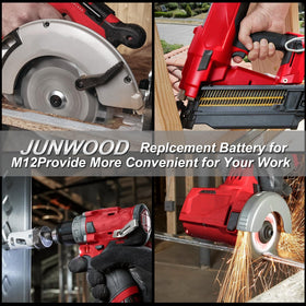 JUNWOOD battery ready for Milwaukee charger with quick swap usability