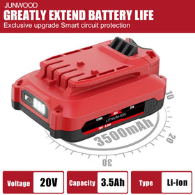 Junwood battery compatible with CMCB series Craftsman tools.