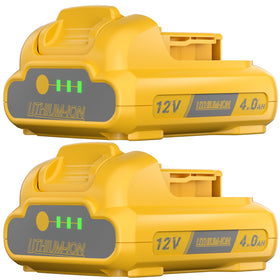 JUNWOOD 4.0Ah Dewalt 12V Max battery front view shows extended runtime