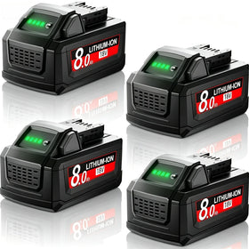 JUNWOOD M18 8Ah battery front view highlighting extended runtime for 18V tools.