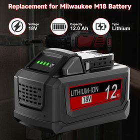 JUNWOOD Milwaukee 18V 12Ah battery LED indicator provides quick status