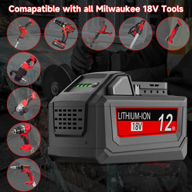 JUNWOOD Milwaukee 18V 12Ah battery side view showing compact design