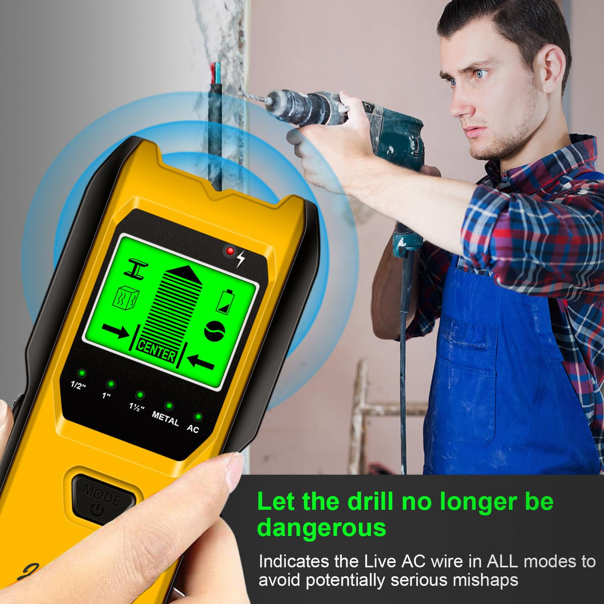 Jurgen K Audible alarm with LCD cues aids accurate detection while drilling.
