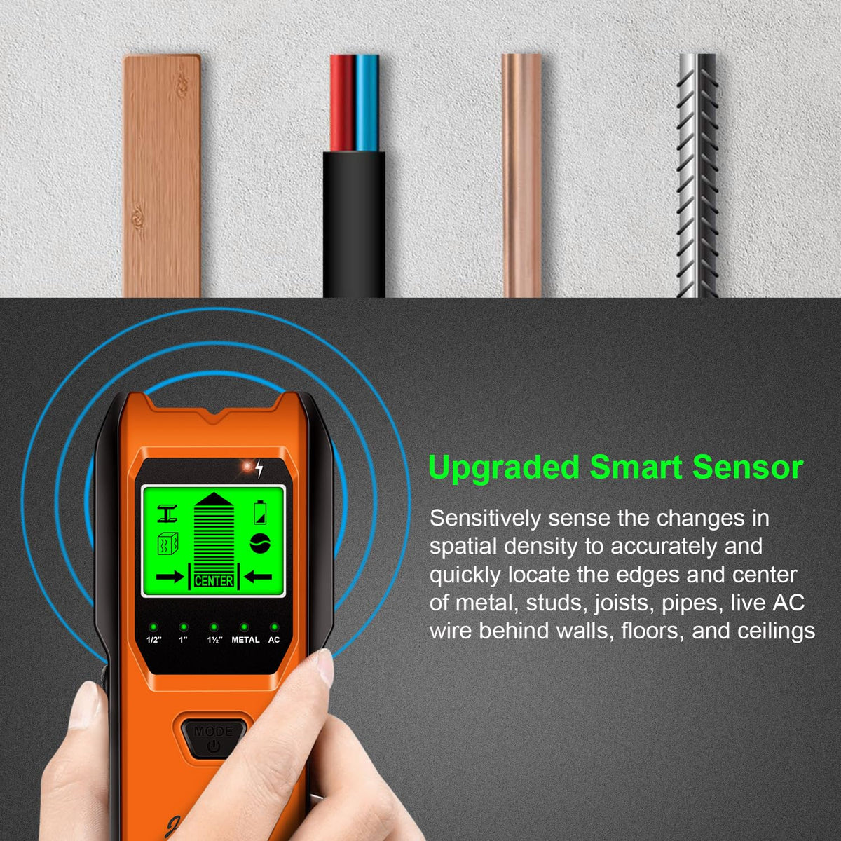 Jurgen K wall scanner 5 in 1 detects studs, metal, and wires quickly.