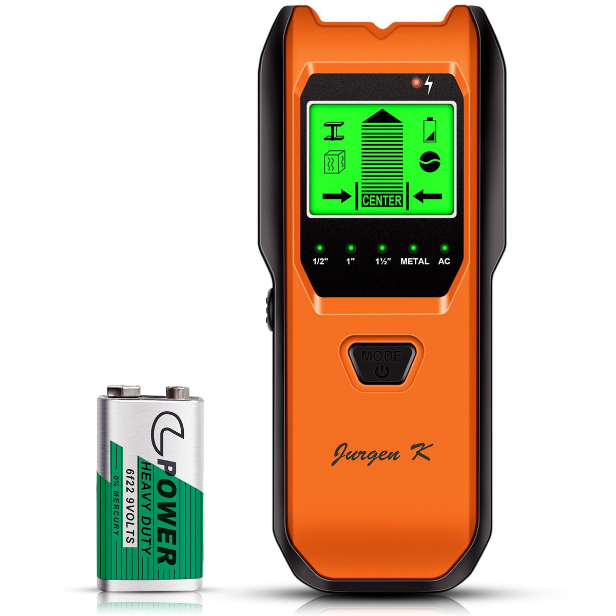 Jurgen K stud finder center and edge detection aids precise mounting behind walls.