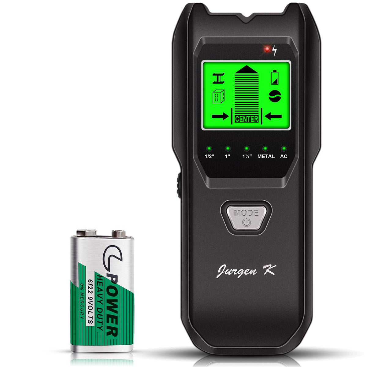 Jurgen K Stud Finder wall scanner with HD LCD display for precise mounting.