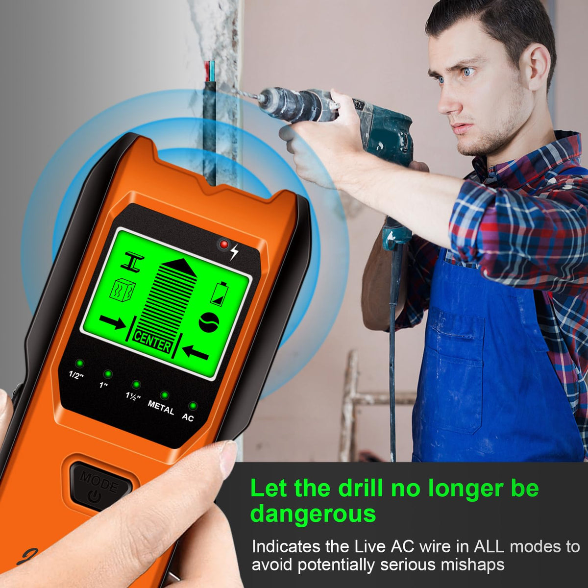 Jurgen K wall scanner with audible alarm for quick alerts.
