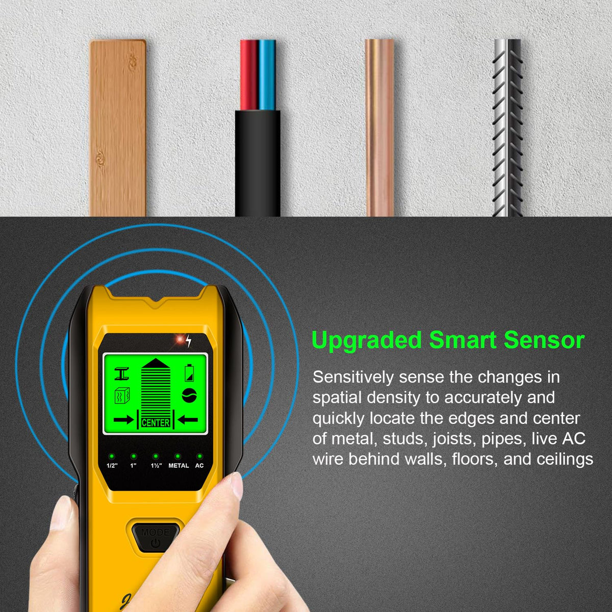 Jurgen K Wall Scanner HD LCD display shows stud location clearly.