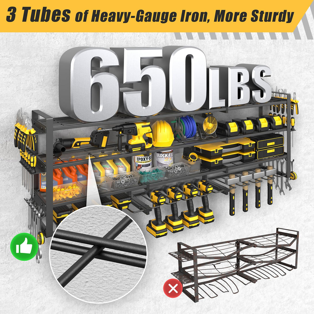 Jusgym 12 anti-roll drill holders securely cradle cordless drills