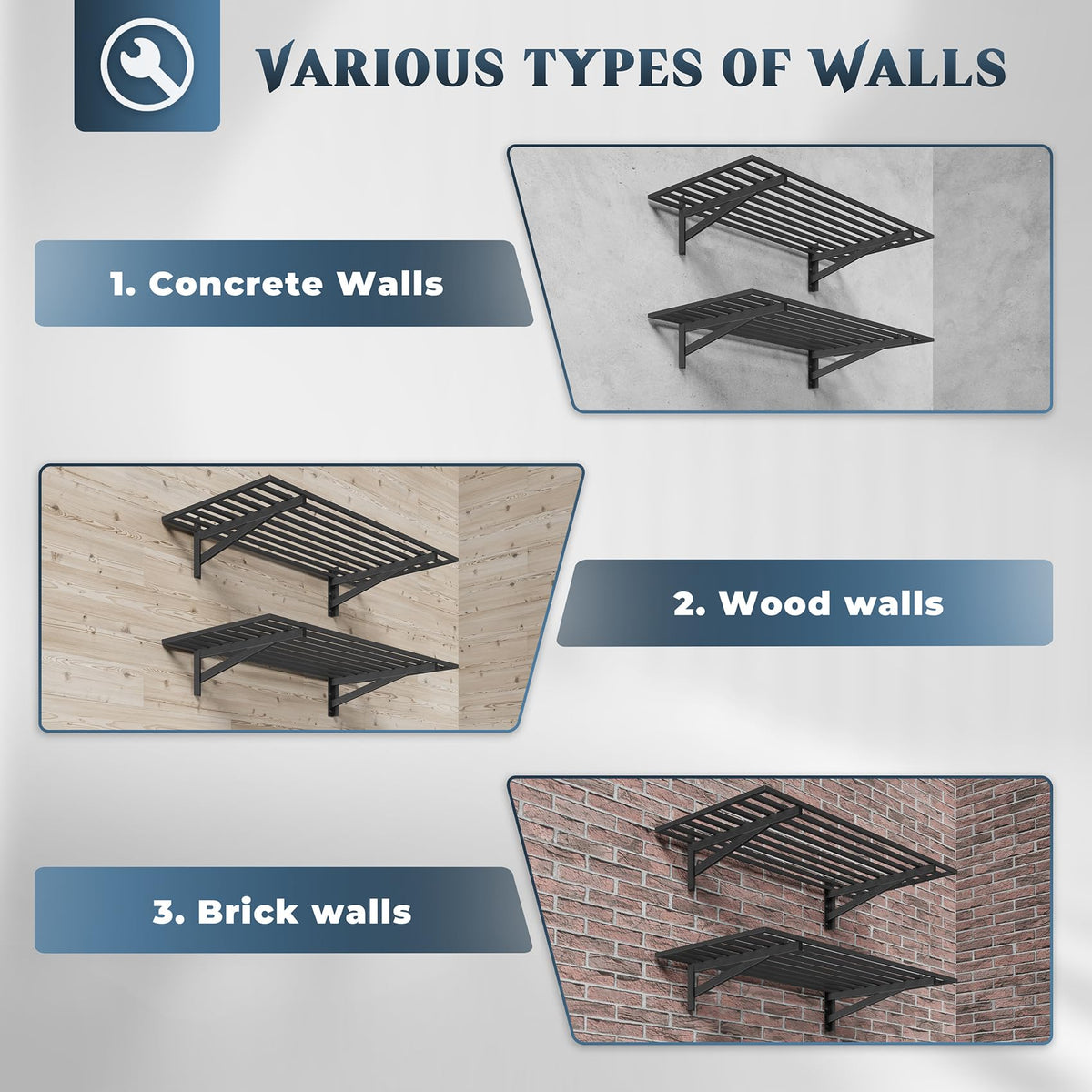 Jusgym anchor method for concrete walls ensures secure mounting.