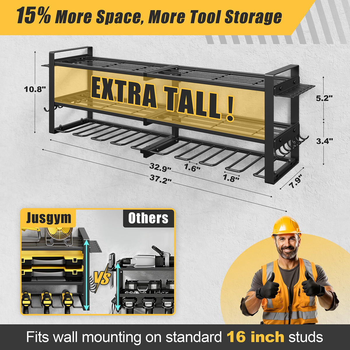 Jusgym cordless drill holders keep six drills secure and accessible