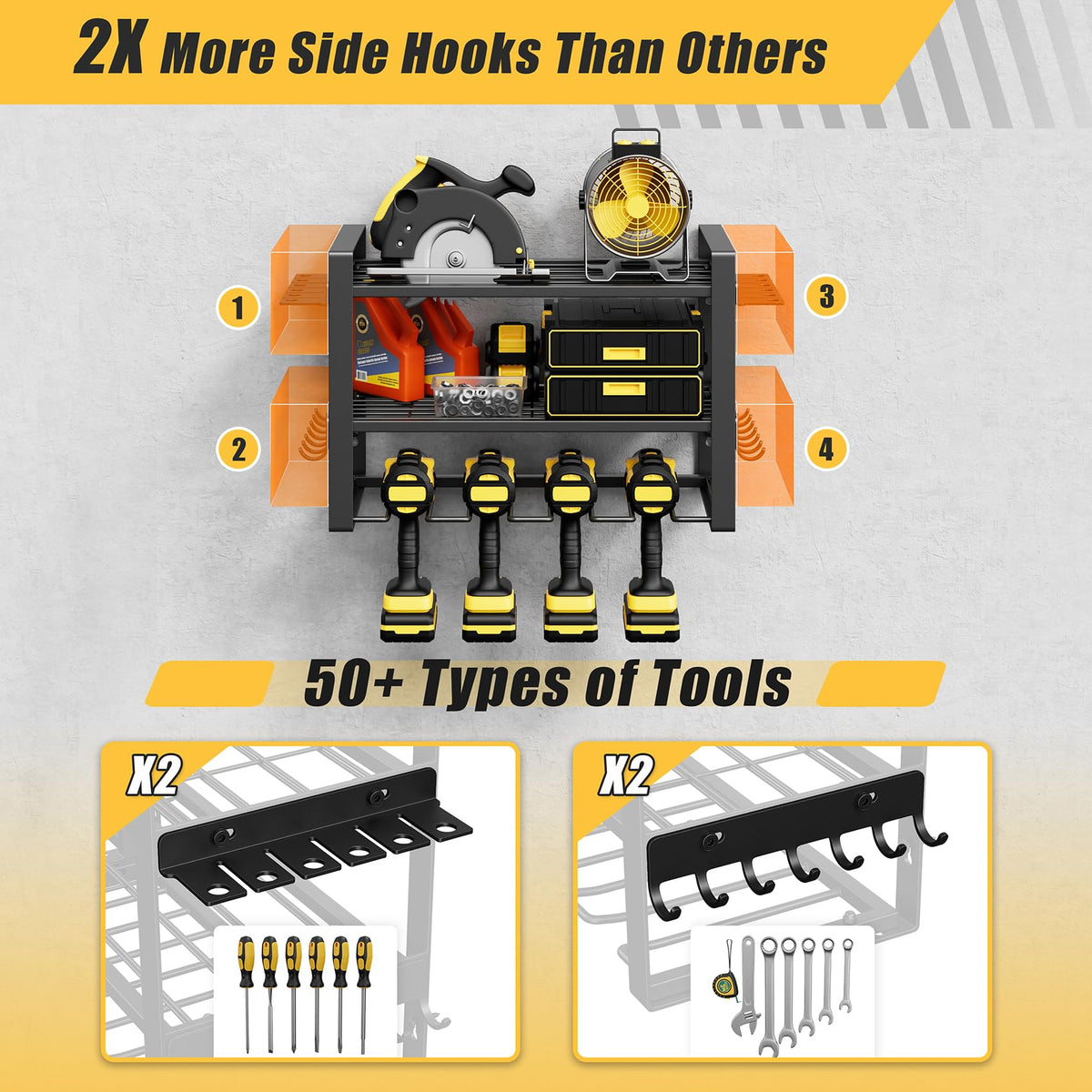 Jusgym four anti-roll drill holders keep bits organized.