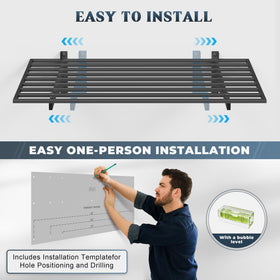 Jusgym installation template and bubble level shown for easy setup.