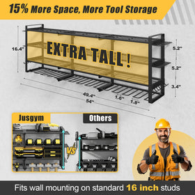 Jusgym large 49W power tool organizer, side view highlighting sturdy build