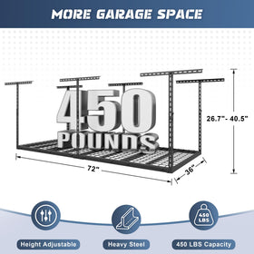 Jusgym nine-beam grid demonstrates heavy-duty support for bulky items.