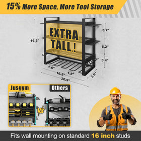 Jusgym Power Tool Organizer with 4 drill holders keeps drills secure and accessible