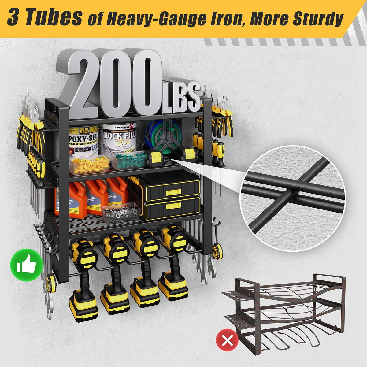 Jusgym organizer displaying 6 side hooks for quick tool access