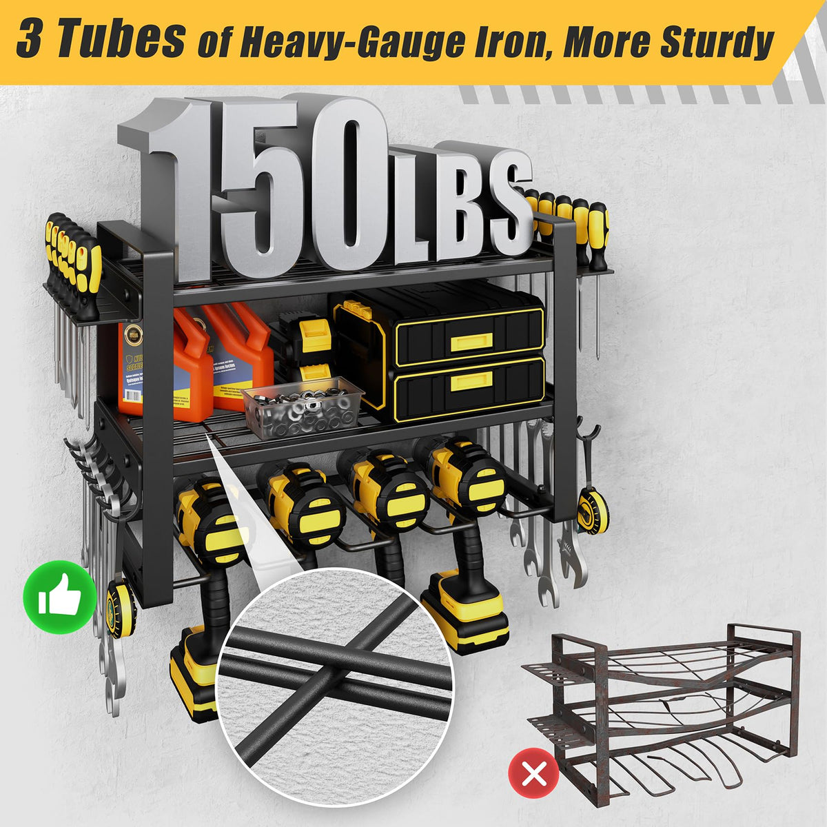 Jusgym side hooks for pliers and wrenches keep workspace tidy.
