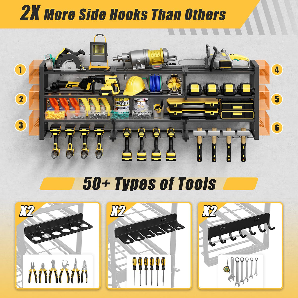 Jusgym four-tier shelf system for heavy tools and gear