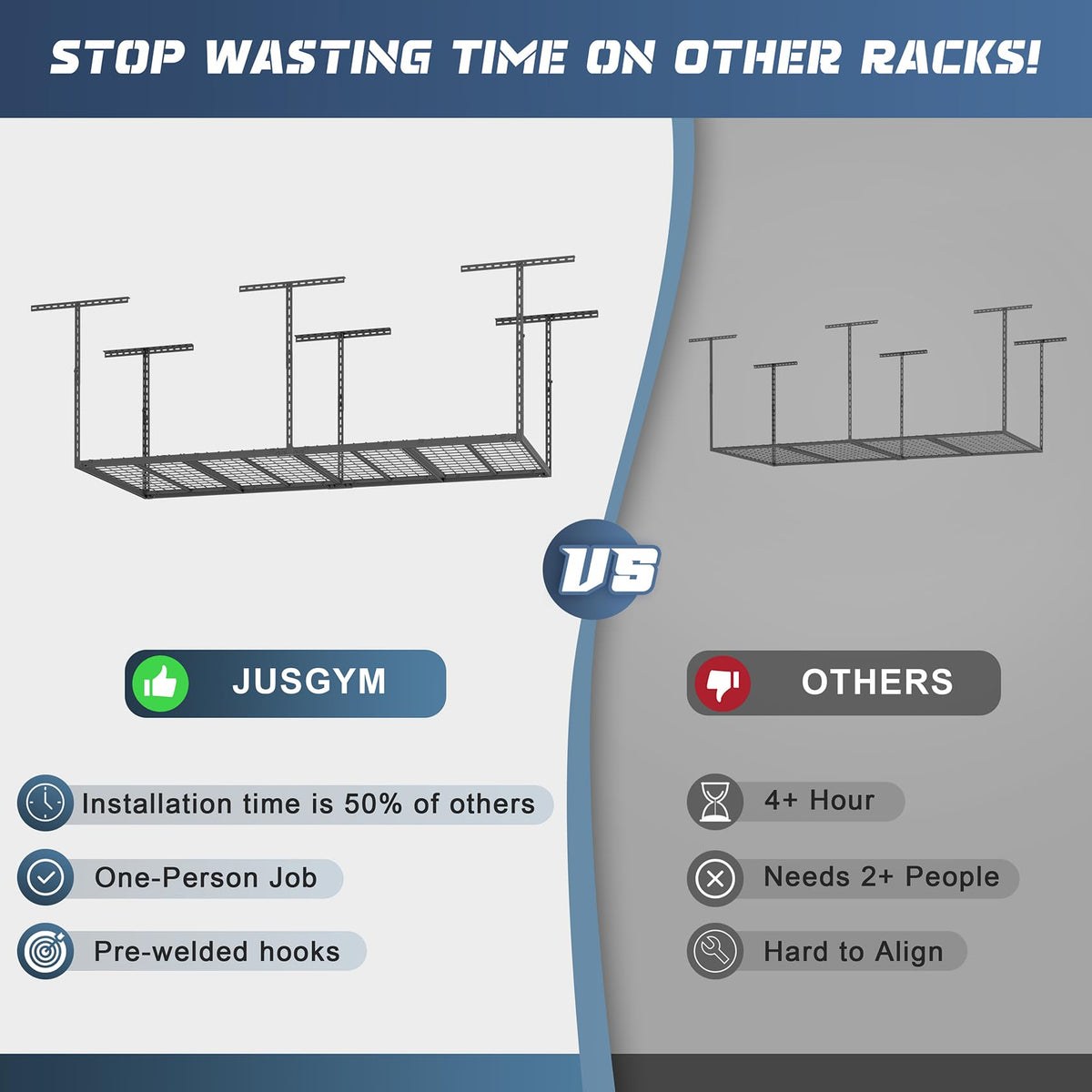 Jusgym upgraded nine-beam grid design emphasizes durability and long-term performance.