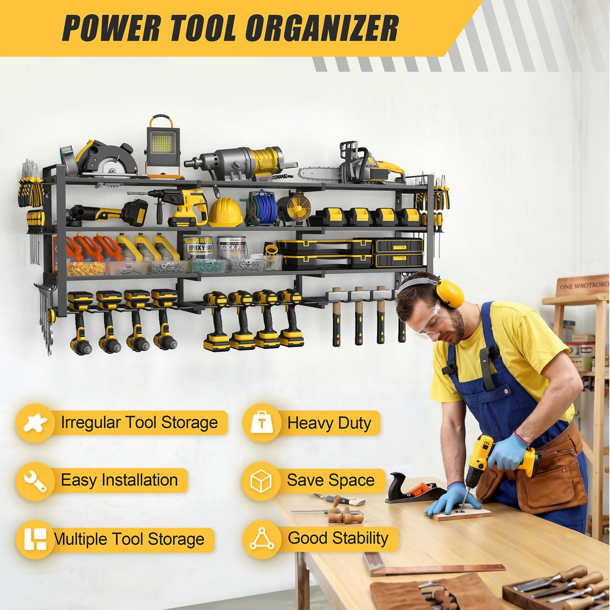 Jusgym versatile wall-mount compatible with wood, concrete, tile, pegboard