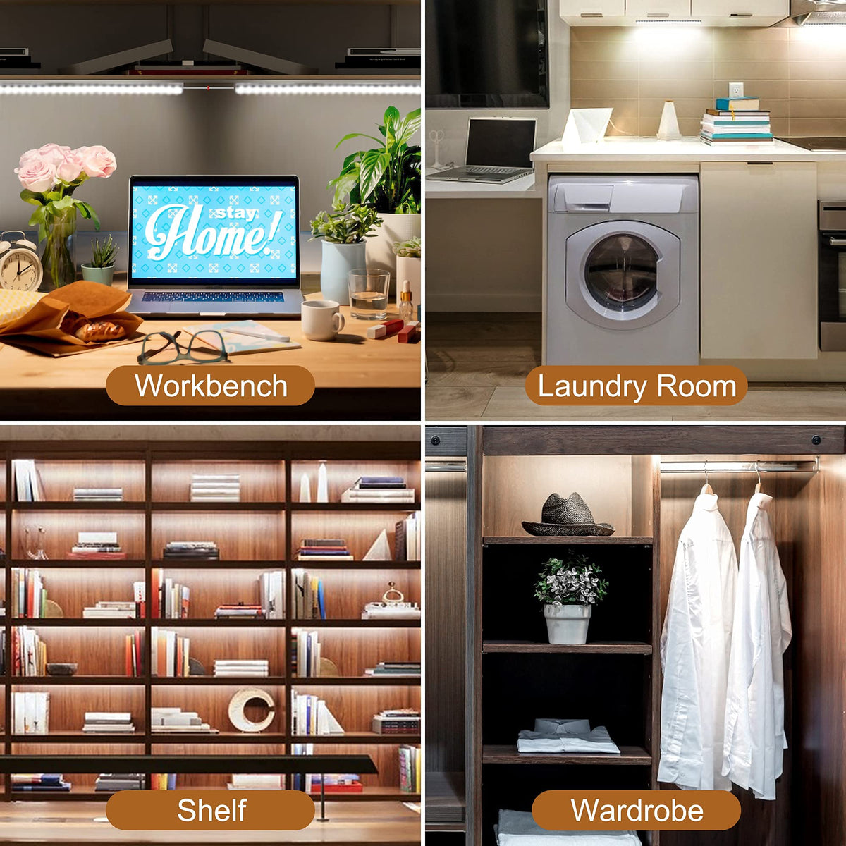 JUSJUBR adhesive installation keeps under-cabinet lighting secure.