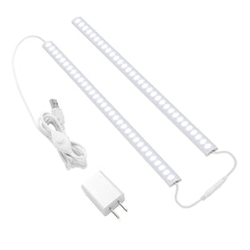 JUSJUBR under-cabinet light front view with two 12-inch bars for bright task lighting.