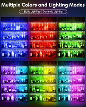 JUSJUBR RGB shelf lights enhance display cases with colorful accents.