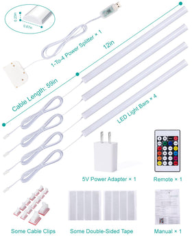 JUSJUBR RGB shelf lights mount easily with double-sided tape without drilling.