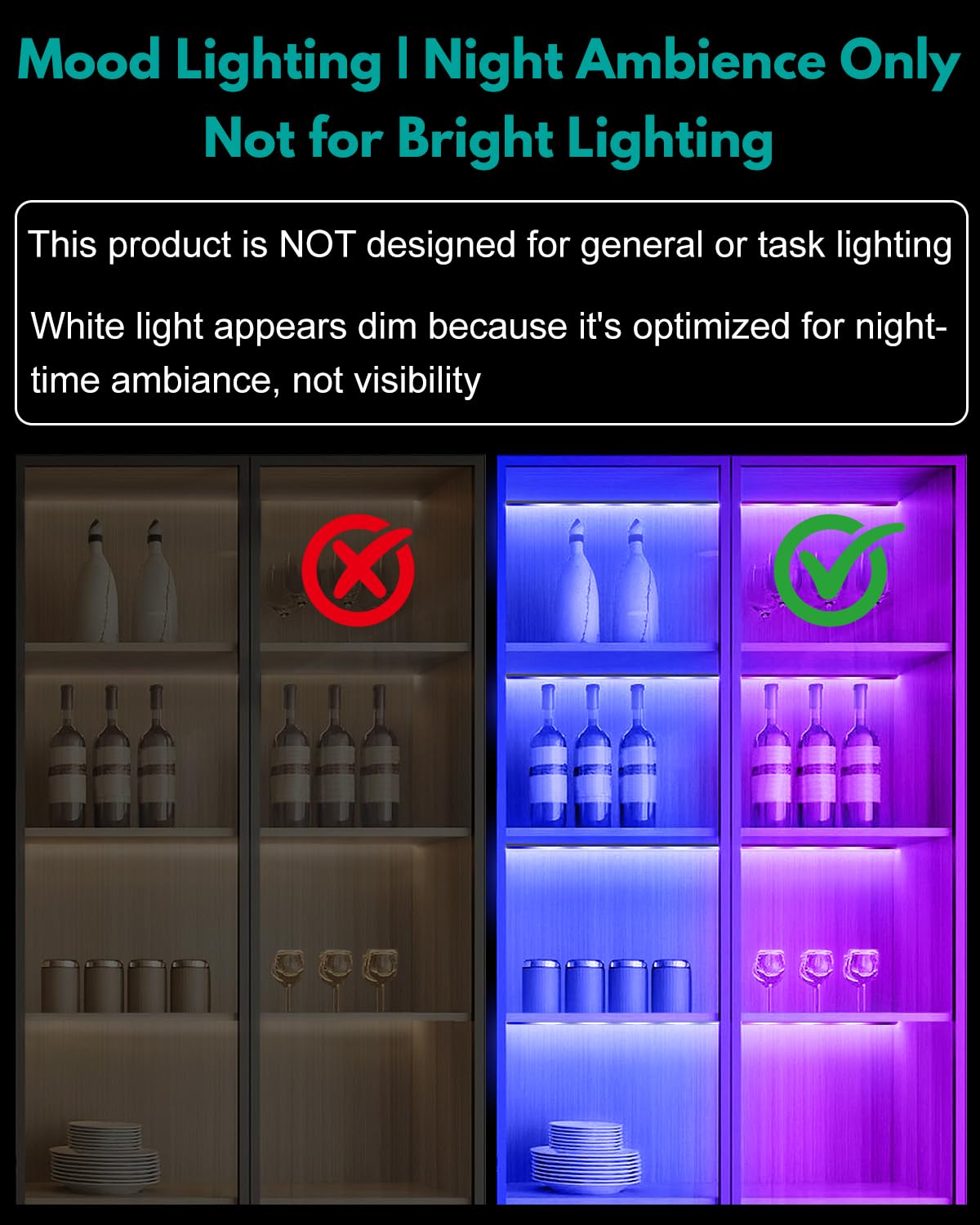 JUSJUBR RGB shelf lights offer quick color changes via app.