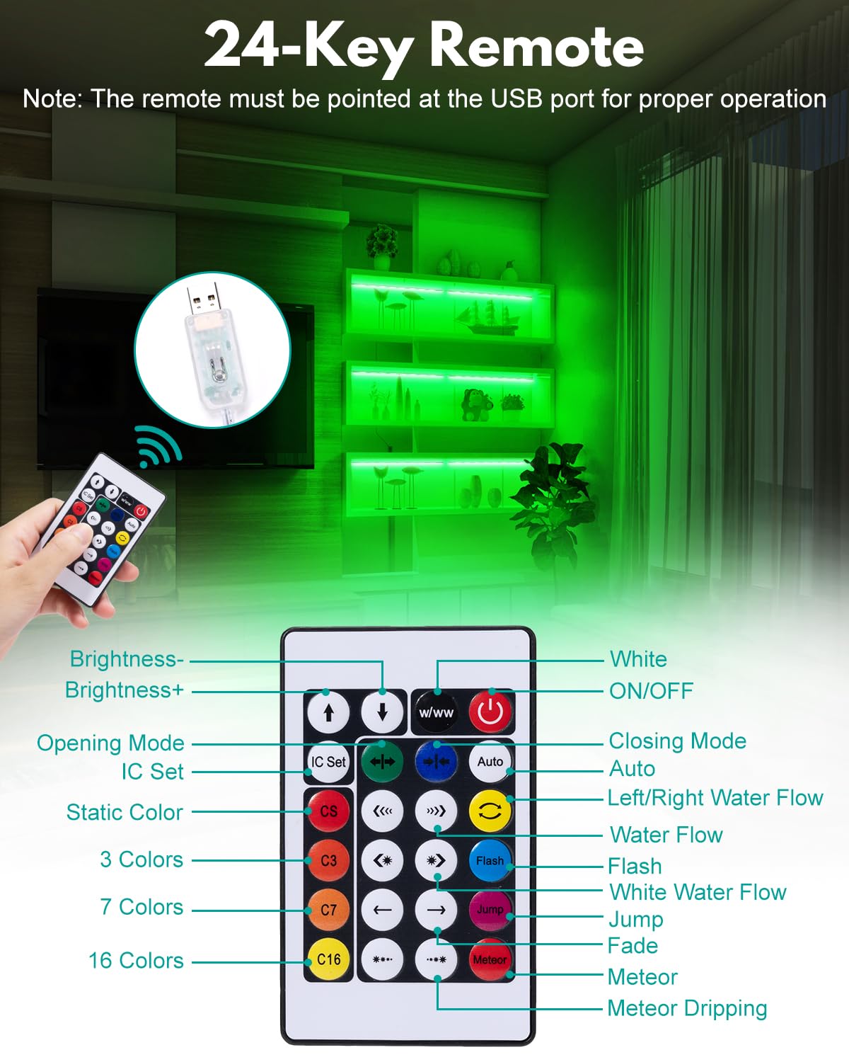JUSJUBR RGB shelf lights include a 1-to-4 splitter for multi-shelf layouts.