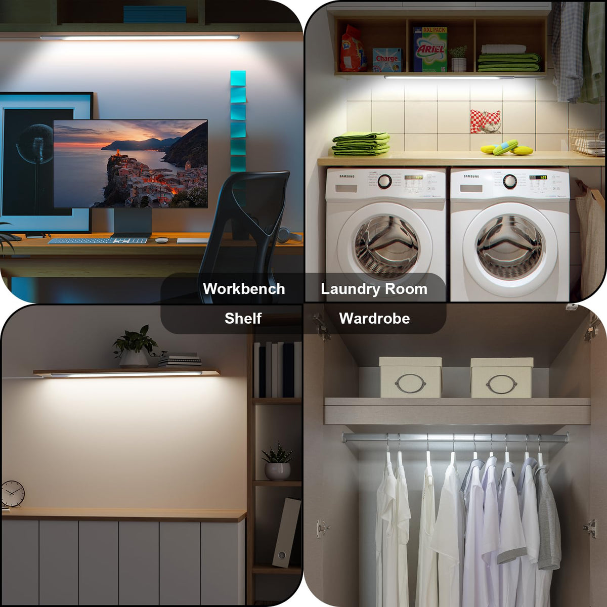 JUSJUBR ultra-thin light bar mounts under cabinet with minimal footprint