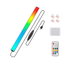 JUSJUBR under-monitor RGB light bar front view adds vibrant ambient color to your desk.
