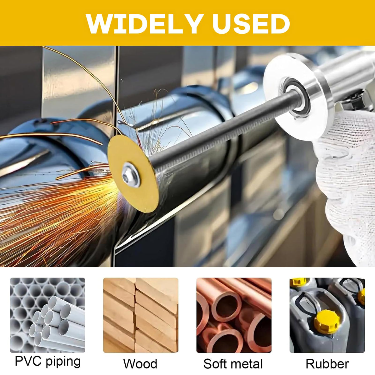 JUSTHERE diamond-wheel cuts CPVC, ABS, conduit smoothly