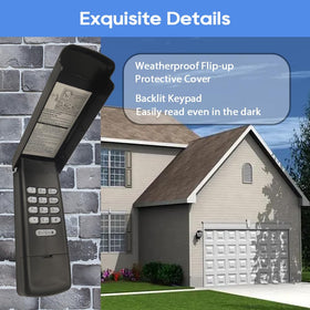 JUSTHILLUP black keypad mounted on garage wall for easy access.