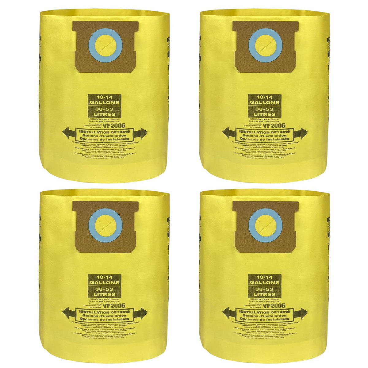 Jusiwow four-pack shop-vac bags for 10-14 gallon vacuums, ready for heavy tasks