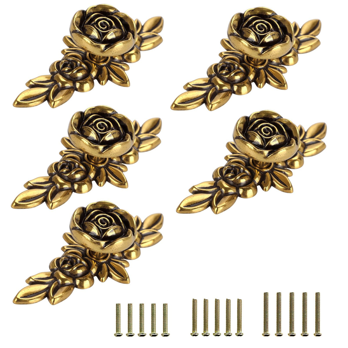JUXYES Euro rose knob front view with ivory floral detail.