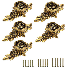 JUXYES Euro rose knob front view with ivory floral detail.