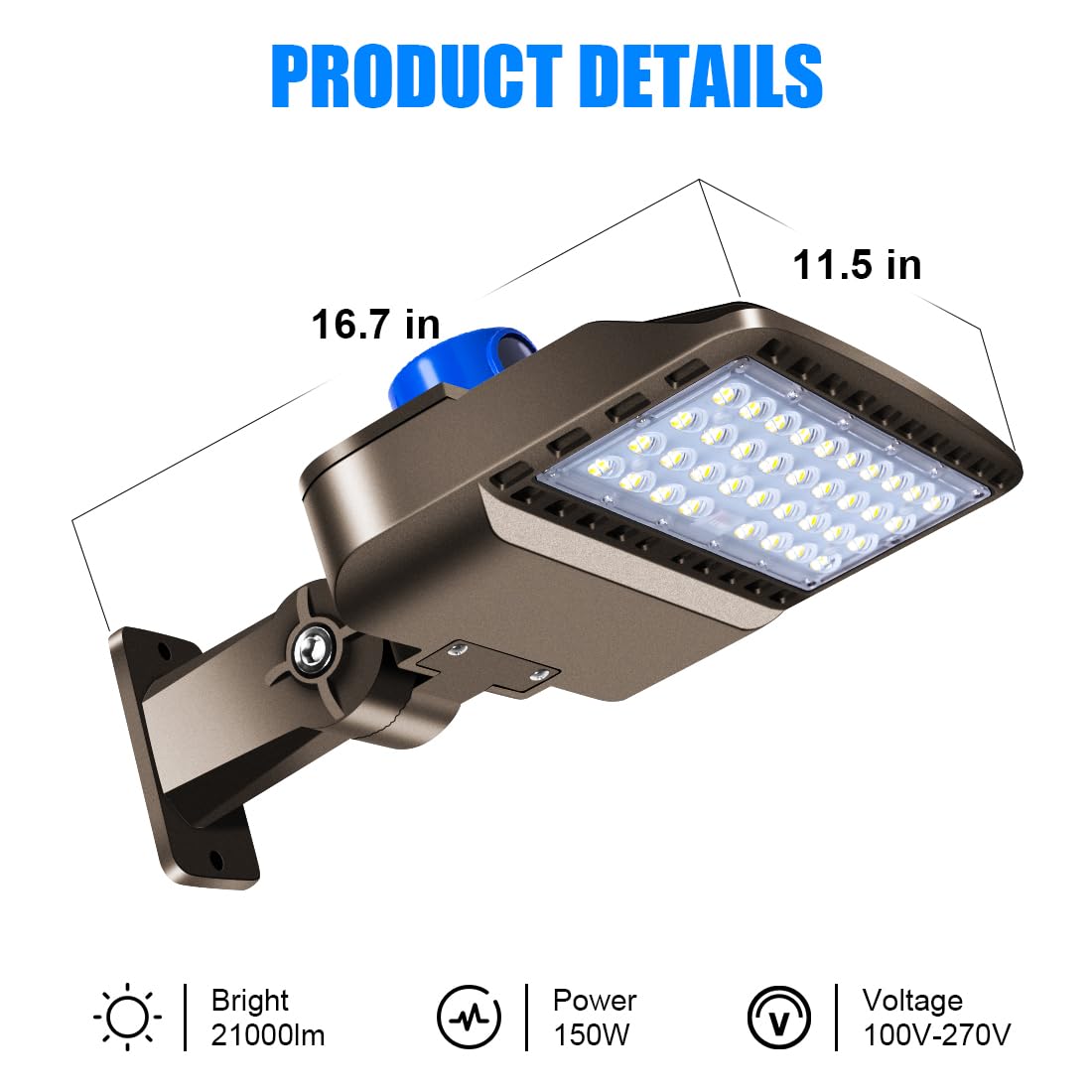 Juyace LED flood light brightens parking areas with 5000K daylight.