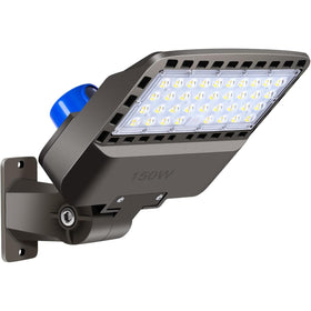 Juyace LED flood light front view showing wide parking lot coverage.
