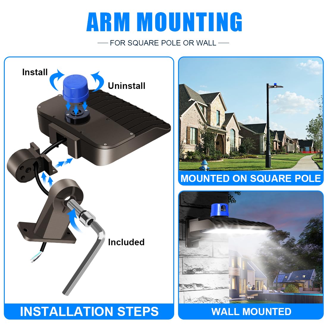 Juyace LED flood light kit enables quick DIY installation.