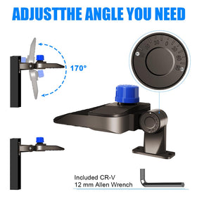 Juyace flood light tilt-adjustable mount directs illumination to facades and loading docks.