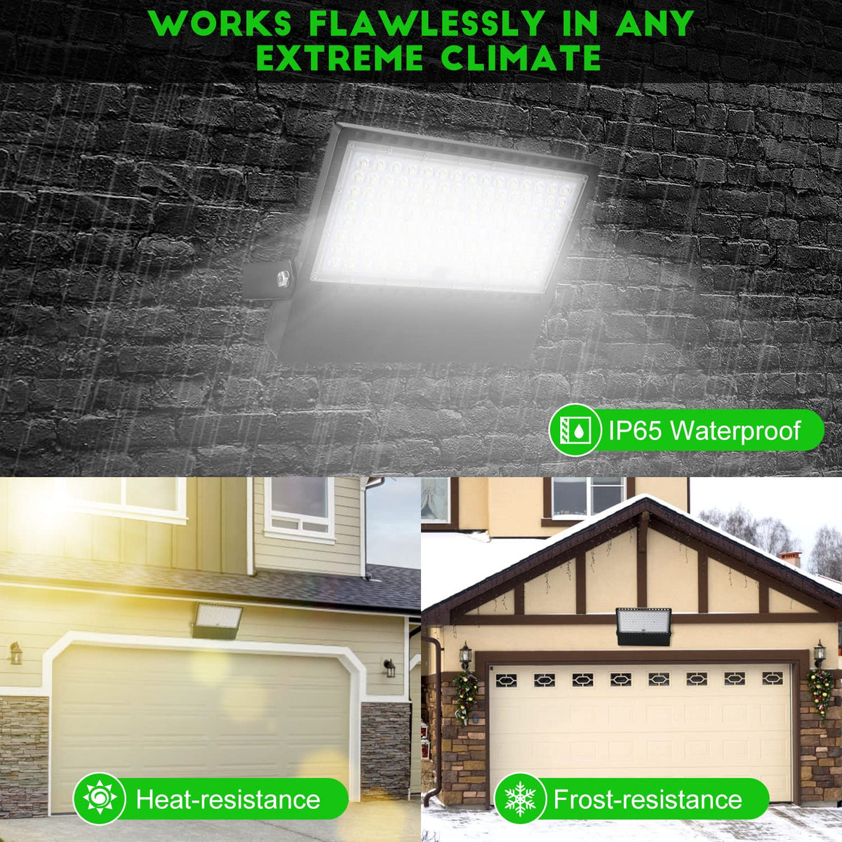 Juyace LED flood light offers 1500W-equivalent efficiency with energy savings.