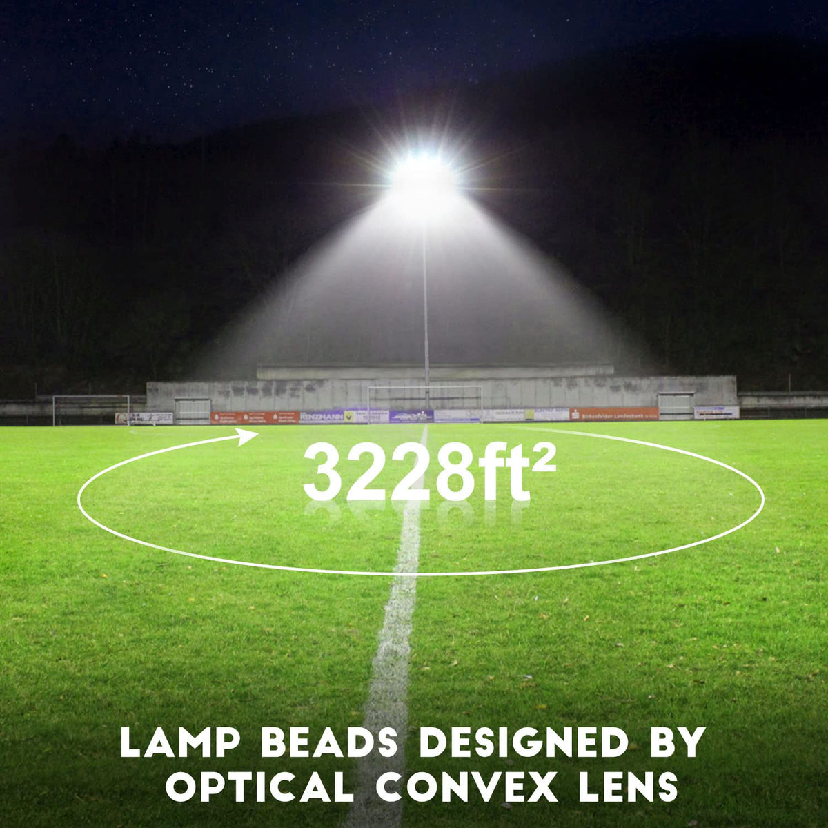Juyace stadium flood light shows wide distribution for even field illumination.