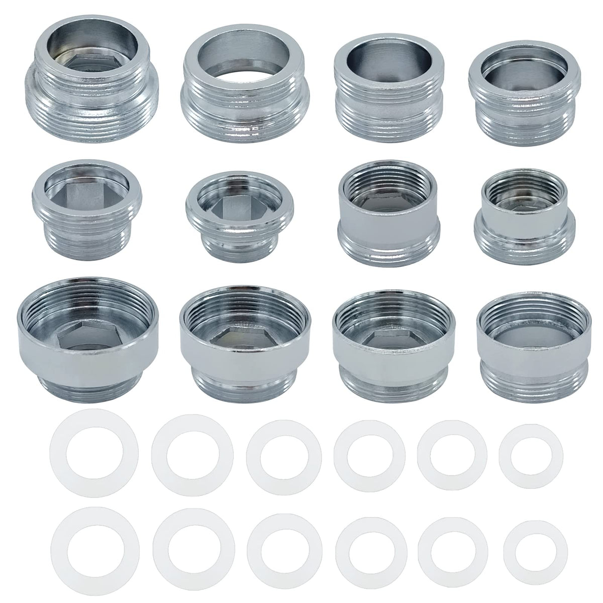 JVNZAM faucet adapter kit 12 pieces connects garden hoses to faucets quickly.