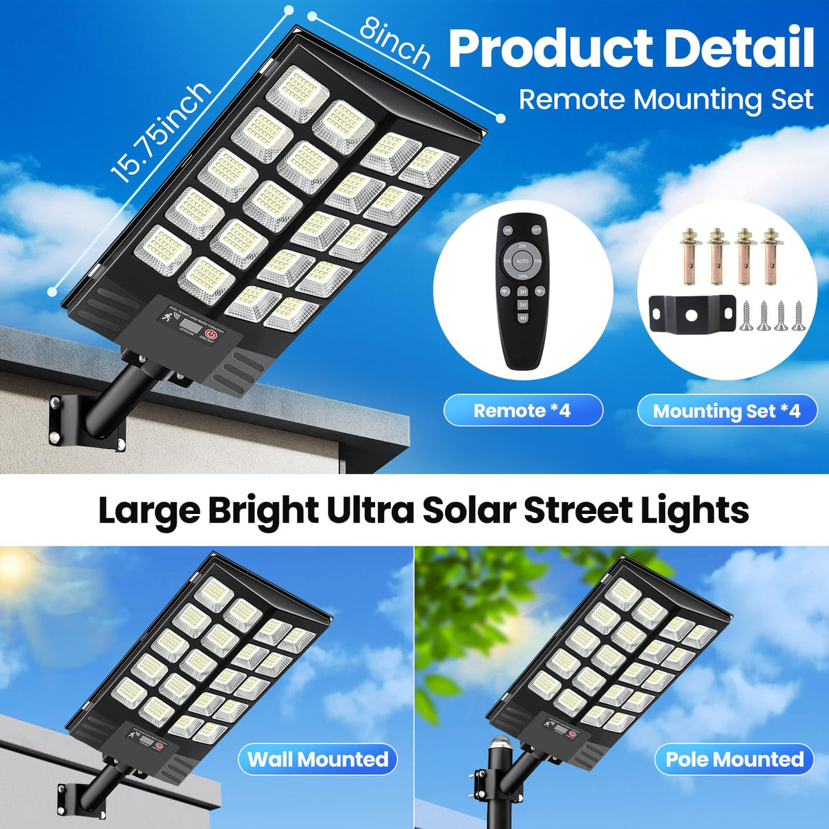 JWT 4 Pack motion sensor activation lights up on movement for security.